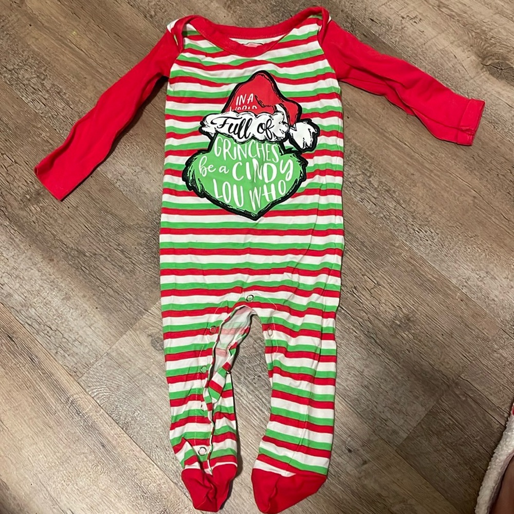 Grinch Christmas foot pajamas 6 mo